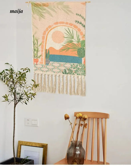 MAN YUE HOME Woven Tapestry for Bedroom Canvas Cotton Linen from MAN YUE HOME