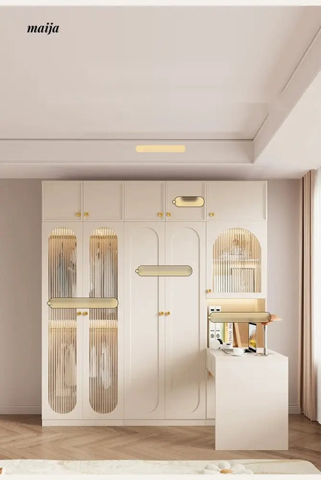 MEIHOUSE French Cream Wardrobe Modern Bedroom Storage Cabinet from MEIHOUSE
