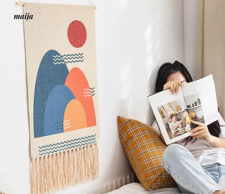 MAN YUE HOME Woven Tapestry for Bedroom Canvas Cotton Linen from MAN YUE HOME
