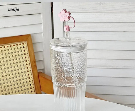 BANKE Large Capacity Glass Cup with Lid and Straw from BANKE