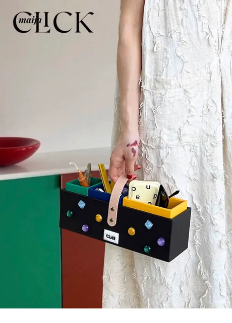 CLICK High-End Leather Desktop Storage Basket Organizer from CLICK