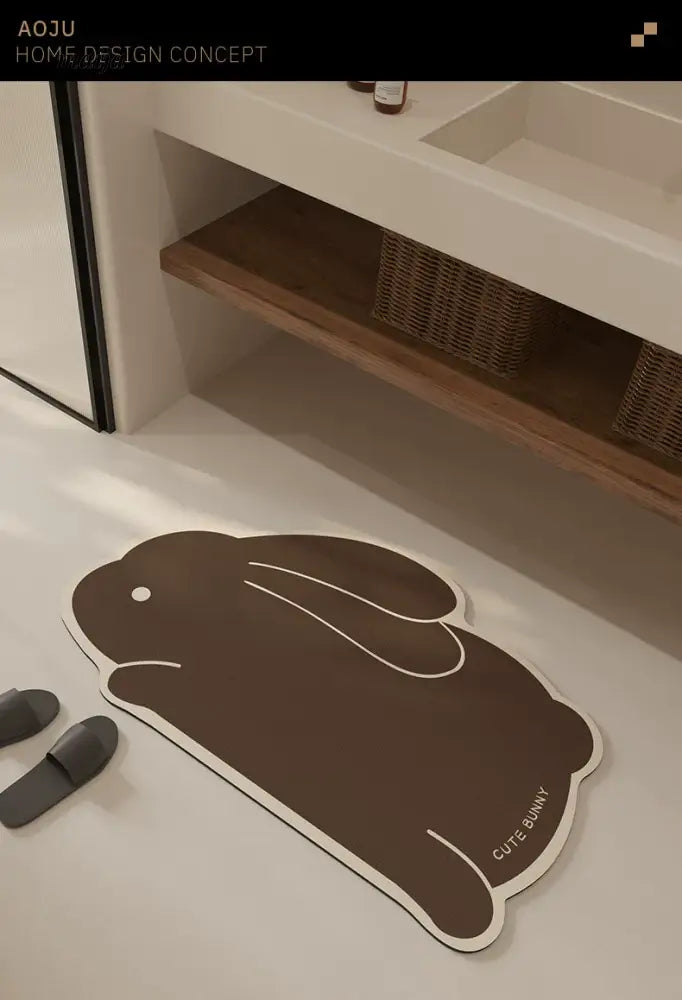 AOJU Nonslip Absorbent Rabbit Bath Mat