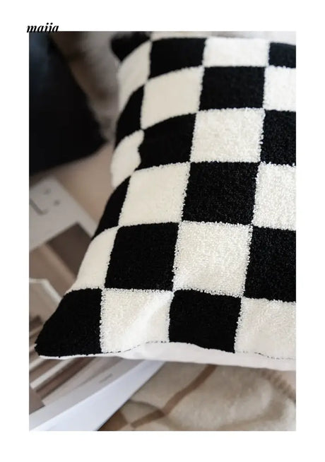 MISTYWOOD Black and White Grid Pattern Pillow from MISTYWOOD