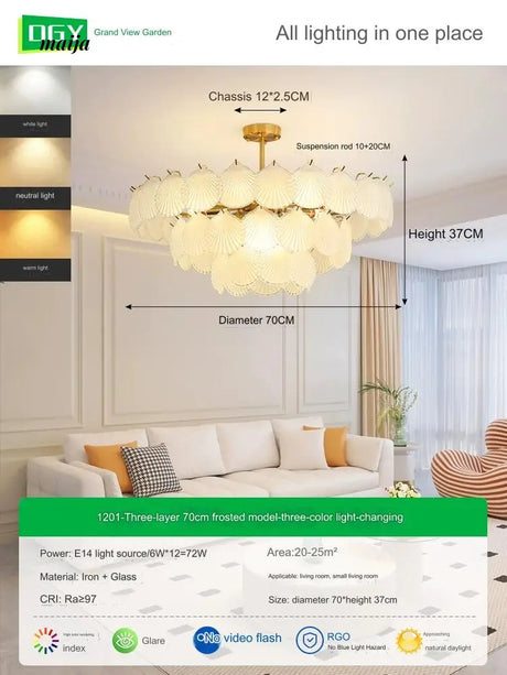 GVG Crystal Scallop Shell Ceiling Lamp from Kaiyashi
