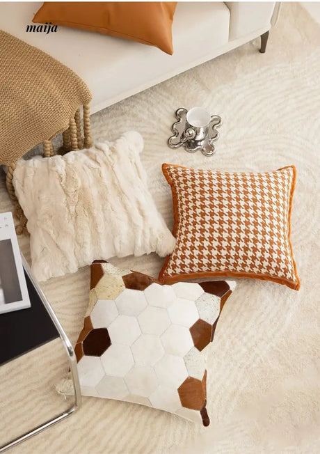 MISTYWOOD Modern Minimalist Leather Orange Pillow from MISTYWOOD