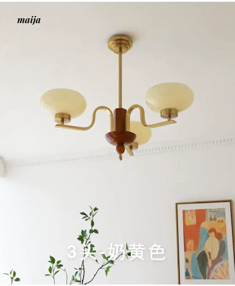 NANCY Teak Chandelier Modern Retro Glass Design from NANCY