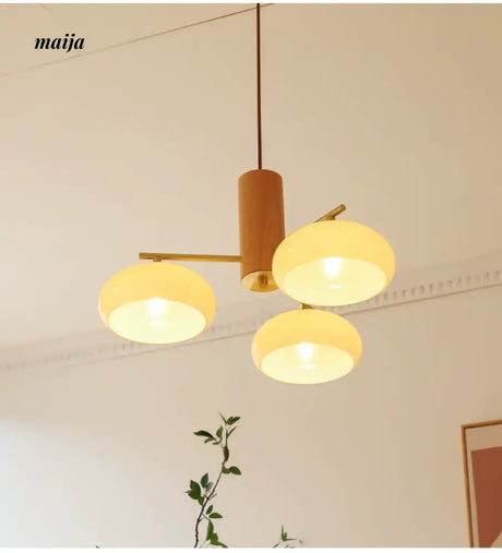 NANCY Japanese Retro Glass Chandelier Walnut Style from NANCY