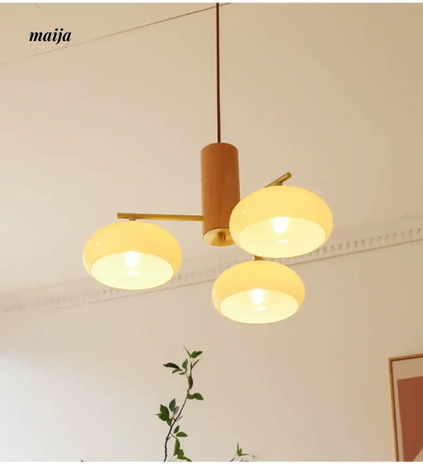 NANCY Japanese Retro Glass Chandelier Walnut Style from NANCY
