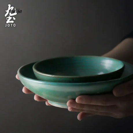 JOTO Eight Year Rough Ceramic Fruit Plate Handmade Retro Dish from MOSE