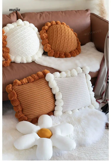MISTYWOOD Orange Weaved Sofa Pillow from MISTYWOOD