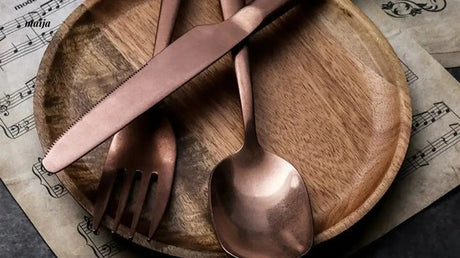 Bronze Steak Knife and Fork Set from maija