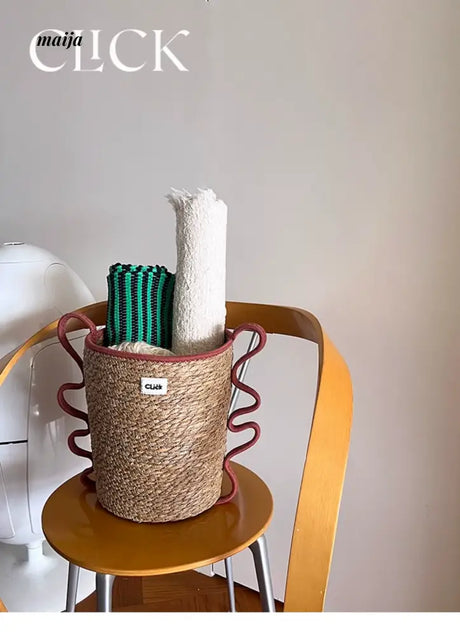 CLICK Handwoven Straw Storage Bucket Toy Basket from HOBBYTREE