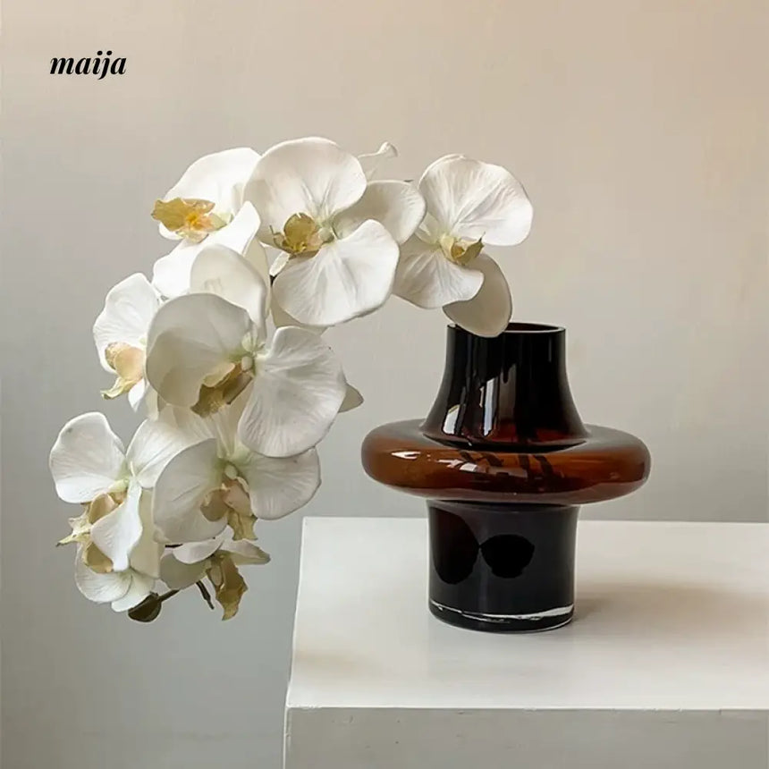 LIVETAI Light Luxury Brown Glass Vase from maija