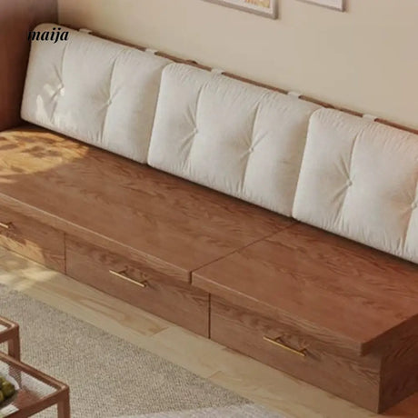Japanese Style Solid Wood Sofa with Storage System from AI