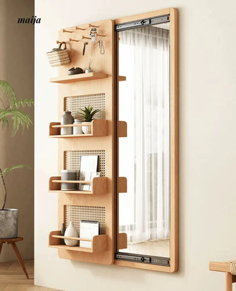 ALING Slideable Solid Wood Rack Plus Full Length Mirror from maija