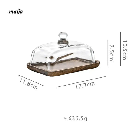 Wooden Dessert Tray with Glass Lid from Zodian