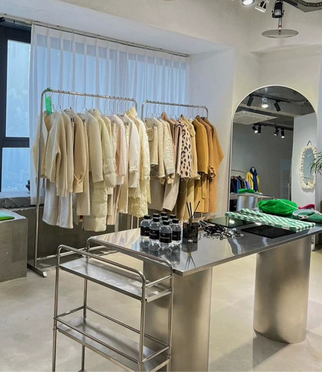 SM Lucas Rectangular Stainless Steel Clothing Stand from SM