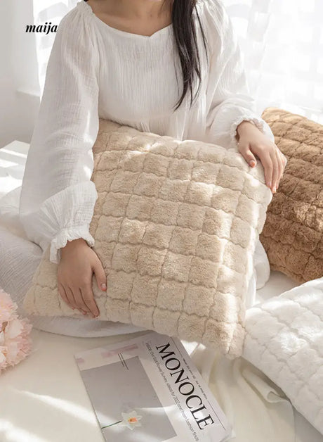 Chessboard Fluffy Square Cushions from Manxiaomian