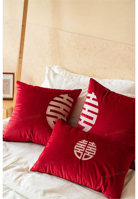 MISTYWOOD Festive Red Wedding Pillow for Living Room from MISTYWOOD