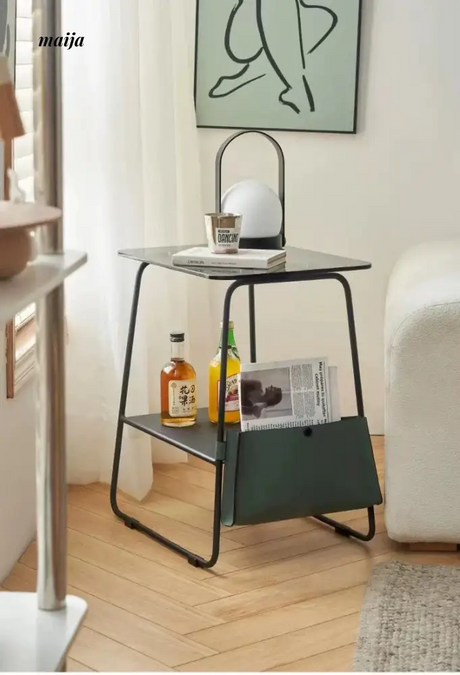 MIKA Mini Glass Metal Bedside Table from MIKA
