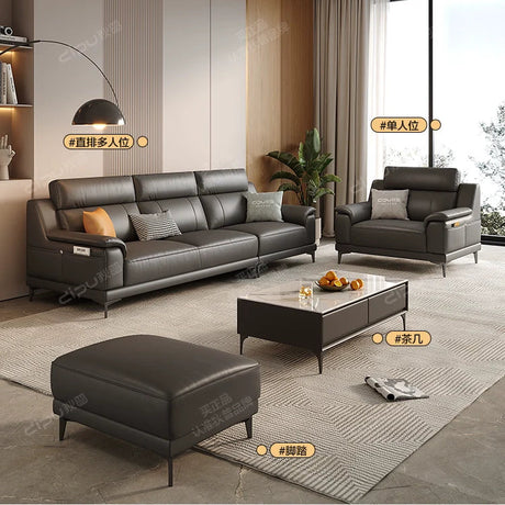 DIPU Tanner Cream Leather Sofa from DIPU
