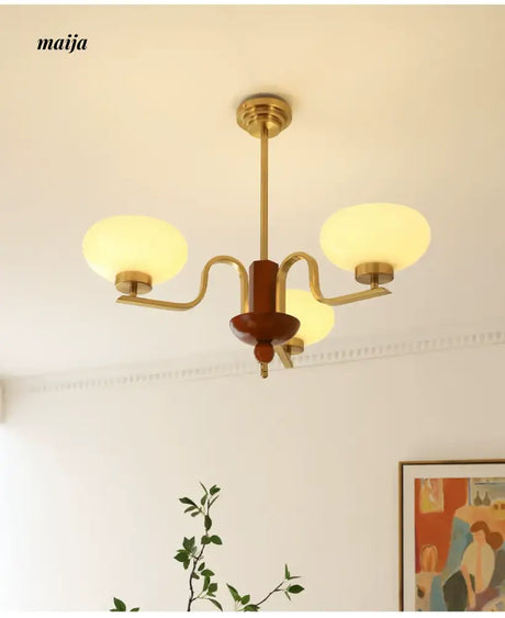 NANCY Teak Chandelier Modern Retro Glass Design from NANCY