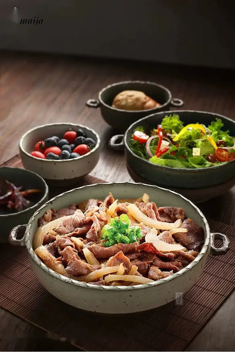 JOTO Rough Pottery Colorful Soup Bowl Japanese Style Tableware from JOTO
