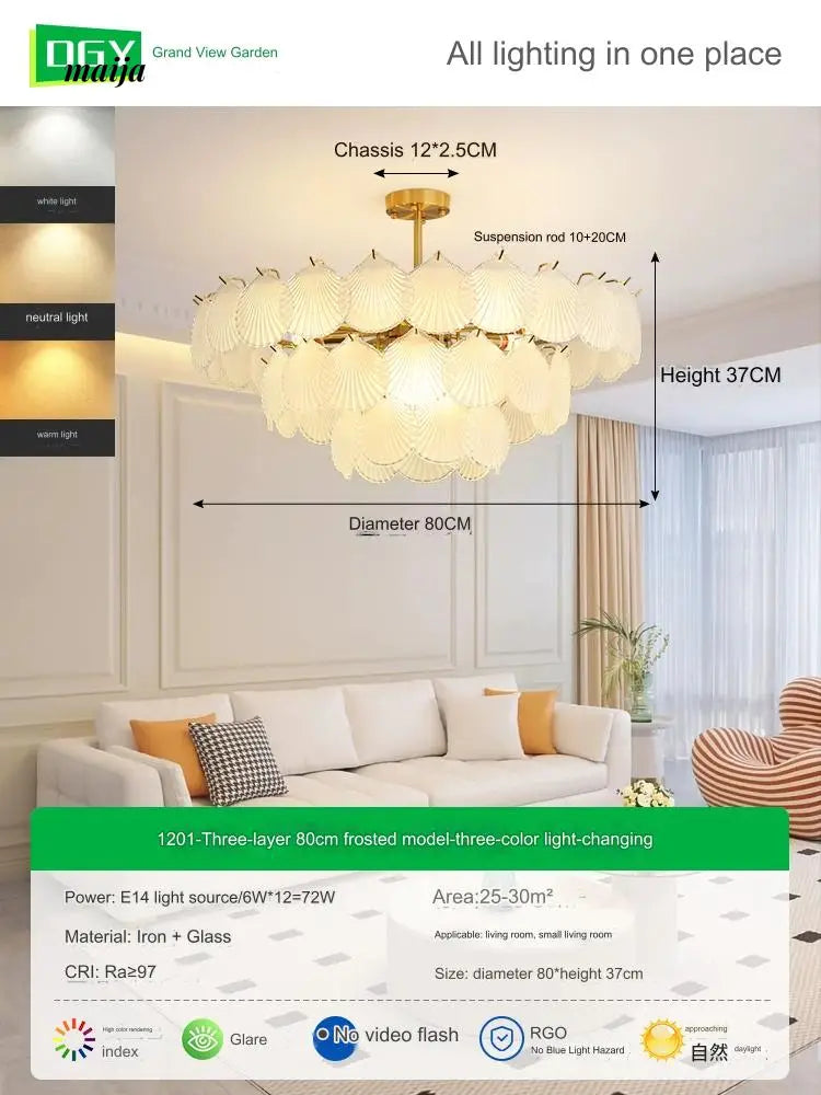 GVG Crystal Scallop Shell Ceiling Lamp from Kaiyashi