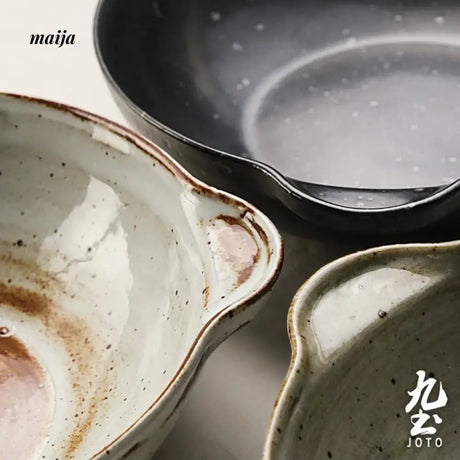 JOTO Six Color Rough Pottery Soup Bowl Handmade Retro Glazed from JOTO