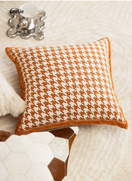 MISTYWOOD Modern Minimalist Leather Orange Pillow from MISTYWOOD