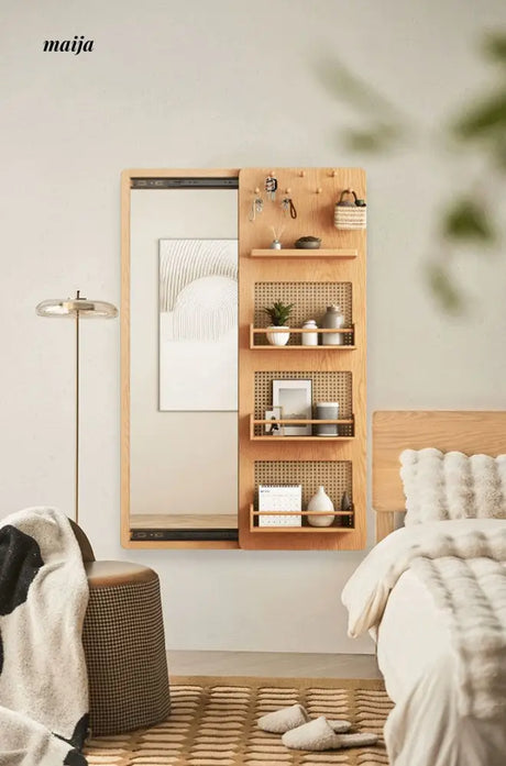 ALING Slideable Solid Wood Rack Plus Full Length Mirror from maija
