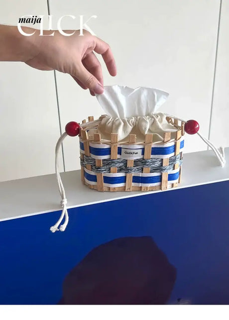 CLICK Colorful Woven Tissue Storage Basket with Drawstring from CLICK