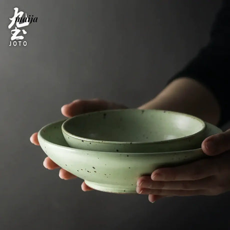 JOTO Eight Year Rough Ceramic Fruit Plate Handmade Retro Dish from MOSE