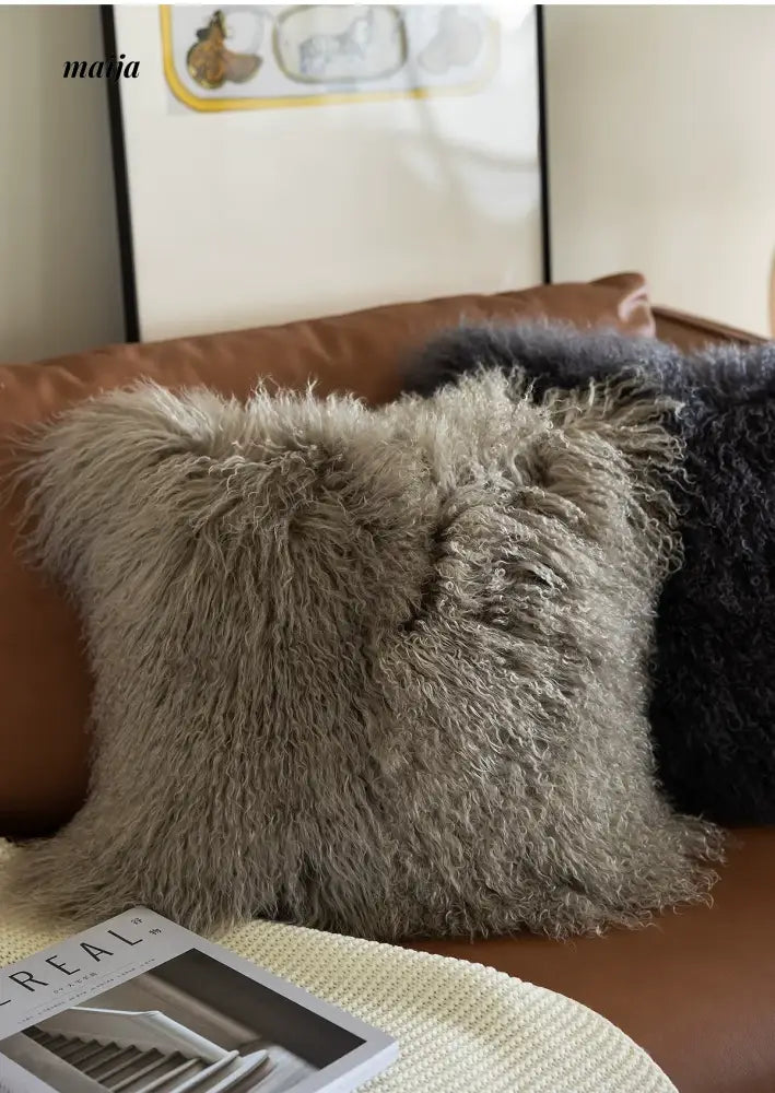 MISTYWOOD Pink Wool Pillow for Living Room from MISTYWOOD