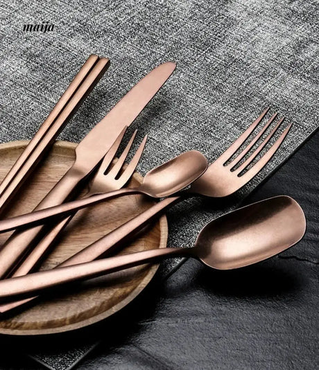 Bronze Steak Knife and Fork Set from maija