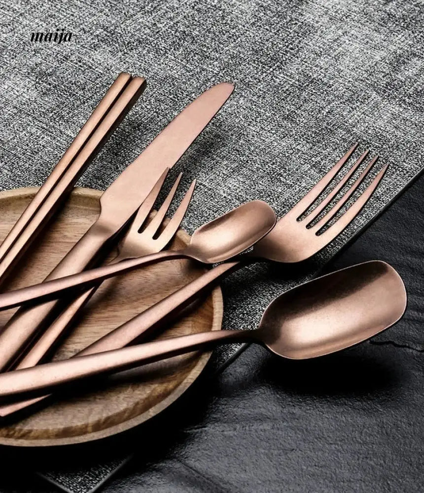 Bronze Steak Knife and Fork Set from maija