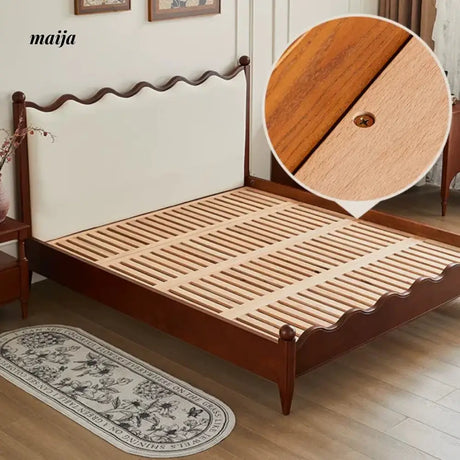DOSMARS Claire Creamy Retro Solid Wood Bed from DOSMARS