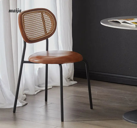 Evie Leather Rattan Dining Chair from Ouqi
