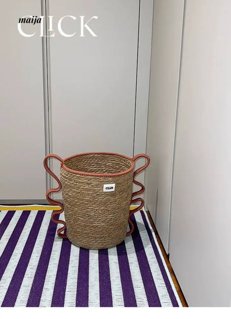 CLICK Handwoven Straw Storage Bucket Toy Basket from HOBBYTREE