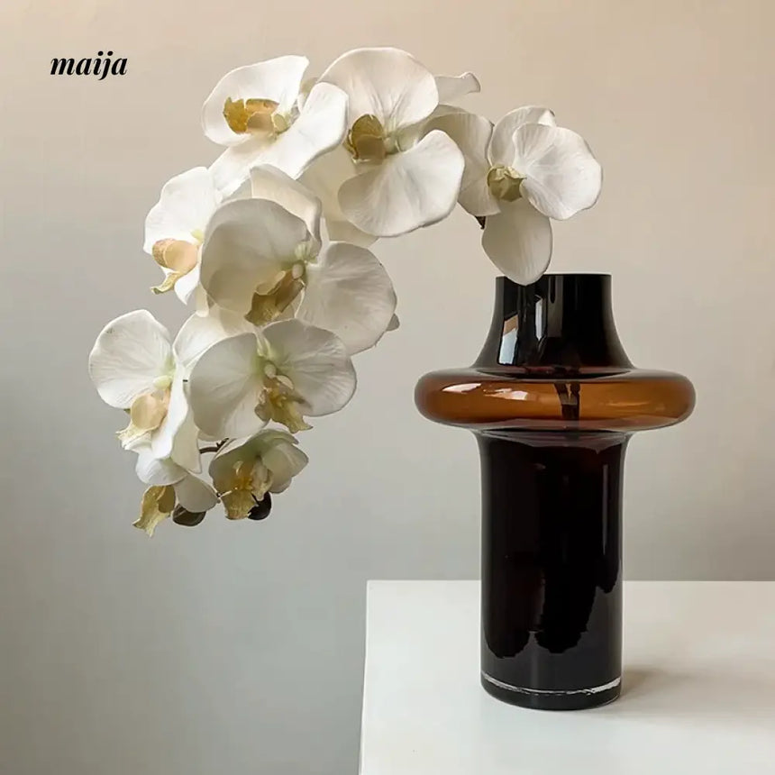 LIVETAI Light Luxury Brown Glass Vase from maija