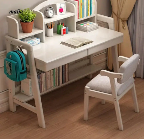 Luna Nordic Solid Wood Desk with Bookshelf from maija