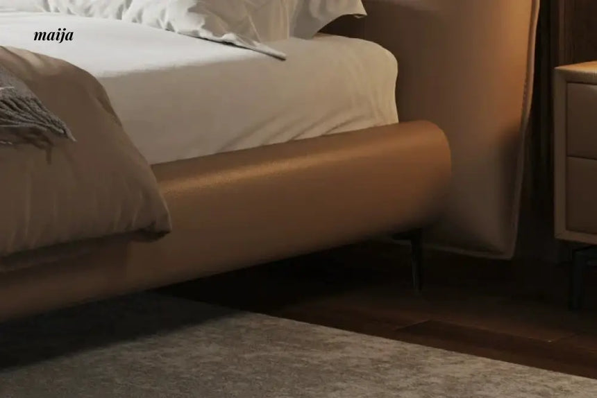 Minimalist Soft Leather Bed from maija