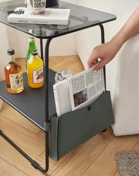 MIKA Mini Glass Metal Bedside Table from MIKA