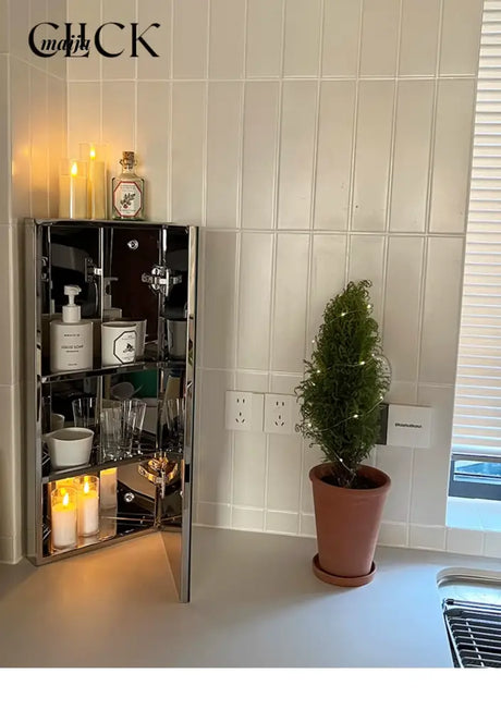 CLICK Frameless Mirror Corner Cabinet Wall Decor from CLICK