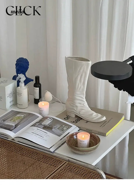 CLICK White Ceramic Boots Jewelry Nail Decor from CLICK