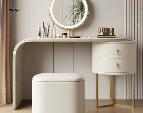 Ashleigh Simple Modern Dressing Table with Integrated Storage Cabinet from maija