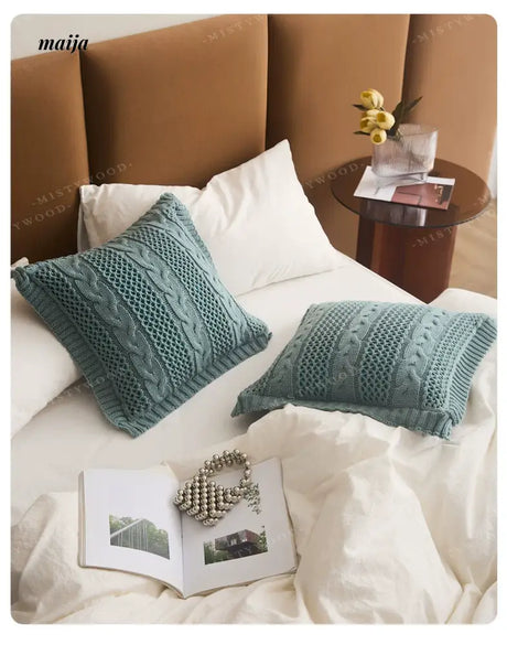 MISTYWOOD Knitted Cushion with Blanket Stripes from MISTYWOOD