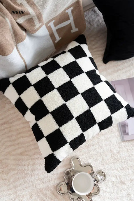 MISTYWOOD Black and White Grid Pattern Pillow from MISTYWOOD