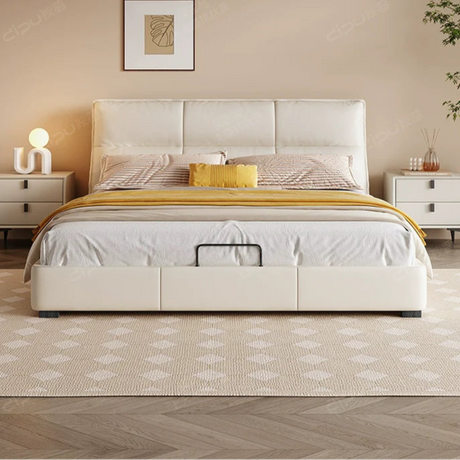 DIPU Dawson Creamy Wind Modern Leather Bed from DIPU