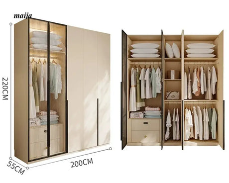 MEIHOUSE Cream Bedroom Wardrobe Flat Door Storage Cabinet from MEIHOUSE